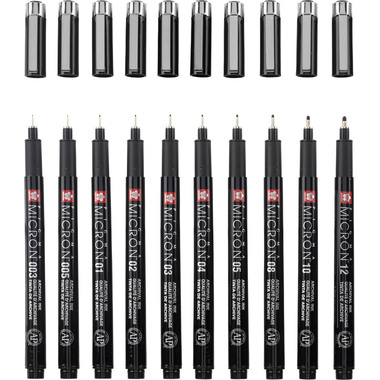 SAKURA Pigma Micron Set 0.03-1.2mm POXSDKB10 mit Stifteetui 10 Stück