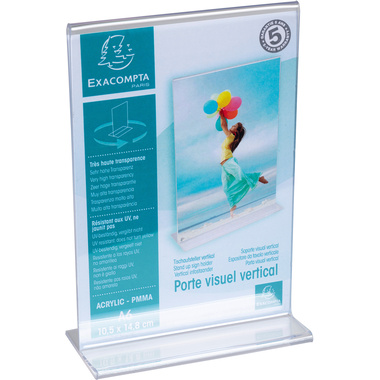 EXACOMPTA Présentoir de table A6 86158D transparent, forme T haut