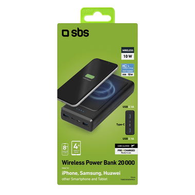 Powerbank da 20000 mAh con ricarica rapida wireless