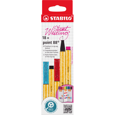 STABILO Fineliner Point 88 0.4mm 8818/6 Zick Zack caso 18 pezzi
