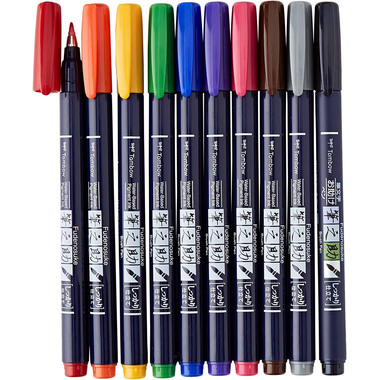 TOMBOW Kalligraphie Set WS-BH-10P Fudenosuke, 10 Farben