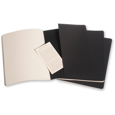 MOLESKINE Notizheft Cahier XL 25x19cm 705021 kariert, schwarz 3 Stück