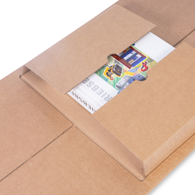 Universal and book shipping box with self-adhesive seal in brown 325x250x80mm