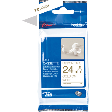 PTOUCH Nastro bianco/oro TZE-R254 Sistemi Tze 24mm