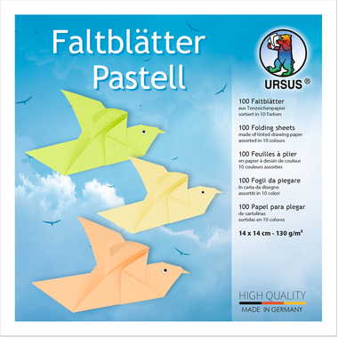 URSUS Faltblätter Origami 14×14cm 3156199 Pastell-Farben ass. 100 Blatt