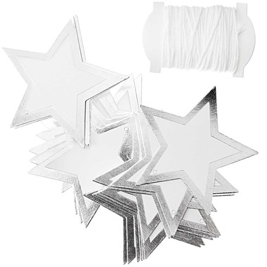 RICO DESIGN Geschenkanhänger Sterne 6.5cm 99001.85.31 silber 24 Stück