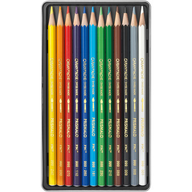 CARAN D'ACHE Farbstifte Prismalo 3mm 999.312 ass. in Metallsch. 12 Stück