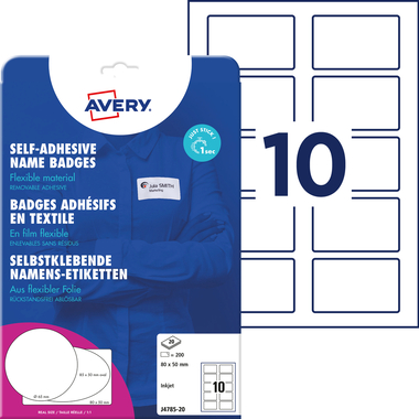 AVERY ZWECKFORM Etiquette d'ident. IJ 80x50mm J478520 blanc 20 feuilles/200 pcs.