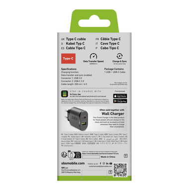 Câble données et recharge Type C de 2 mètres