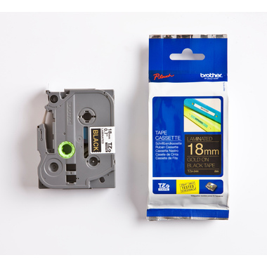 PTOUCH Band, laminiert gold/schwarz TZe-344 PT-2450DX 18 mm