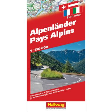 HALLWAG Strassenkarte 3-8283-1060- Alpenländer 1:750'000