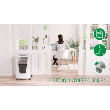 LEITZ Aktenvernichter IQ AF 8015-20-00 Office 300, P-4, 60lt