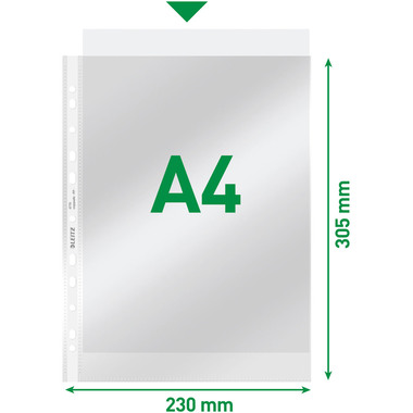 LEITZ Zeigetaschen PP A4 47700002 glasklar, 0,08mm 100 Stück