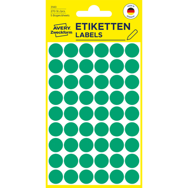 AVERY ZWECKFORM Marqueurs 12mm 3143 vert 270 pcs.