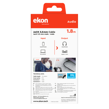 Audio cable with a 3.5mm male-male jack | Ekon