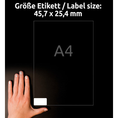AVERY ZWECKFORM Etiketten 45,7×25,4mm L6145-20 non perm. 800 Stück