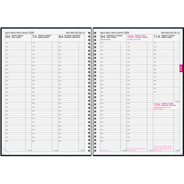 BIELLA Agenda Quarta Wire-O 2026 803417020026U 1S/2P noir ML 21x29.7cm