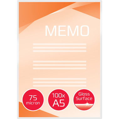 GBC Pochettes à plastifier A5 3740451 brillant, 75my 100 pcs.