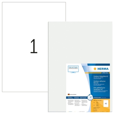 HERMA Folienetiketten 297x420mm 9544 weiss,PP matt 40 Stk./40 Bl.