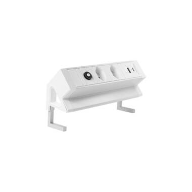 STEFFEN Table Power Strip ALU DESK 2x T13, USB-A+C, White