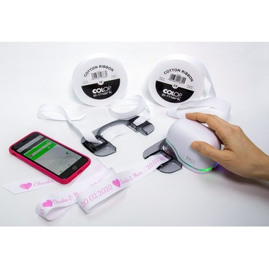 COLOP Ruban de coton 15mmx25m 154921 pour e-mark, blanc