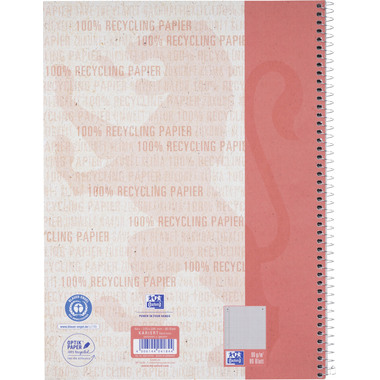 OXFORD Collegeblock Recycling A4 400159358 rot, kariert 5mm 80 Blatt