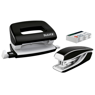 LEITZ Locher/Hefter NeXXt WOW 5561 5561-20-95 schwarz, Bundle 10 Blatt