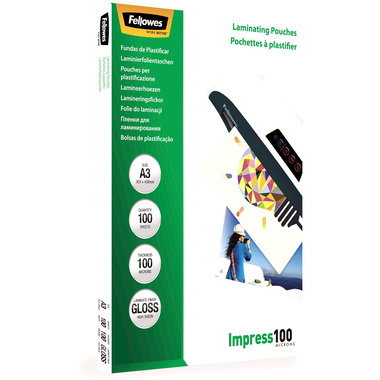 FELLOWES Laminiertasche A3 5351205 glanz, 100my 100 Stk