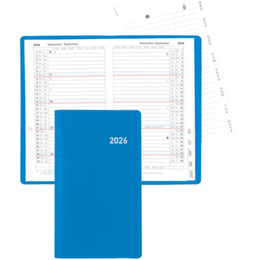 BIELLA Planer Paris 2026 851512050026U 1M/2S blau ML 7.5x12.6cm