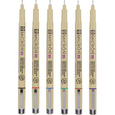 SAKURA Pigma Micron 05 Set 0.45mm POXSDK056A Basic Farben 6 Stück