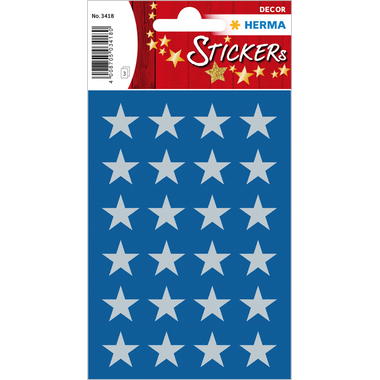 HERMA Sticker Stelle 15mm 3418 argento 72 pezzi/3 fogli