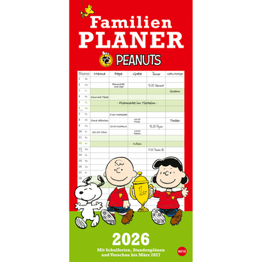 HEYE Planificateur Peanuts 2026 1589+26 1M/1P AL 5 colonnes 21x45cm