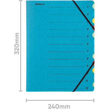 BIELLA Dossier à compartiments A4 32841205U Carton bleu 12 pcs.