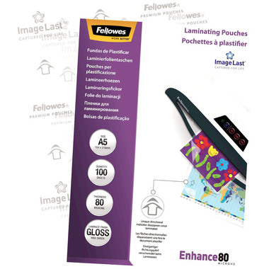 FELLOWES Laminiertasche A5 5306002 glanz, 80my 100 Stk