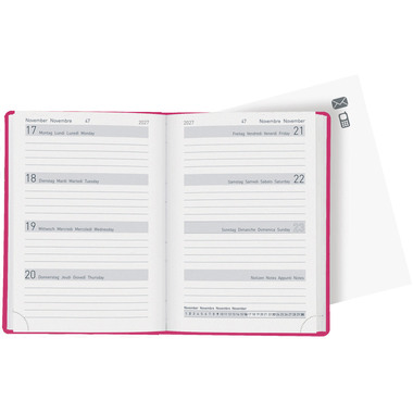 BIELLA Taschenagenda Memento 2027 825715400027U 1W/2S pink ML 10.1x14.2cm