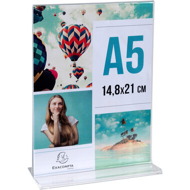 EXACOMPTA Tischaufsteller A5 85158D transparent, T-Form hoch