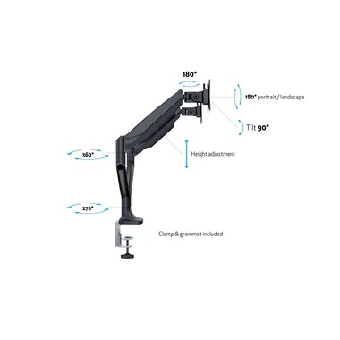 Multibrackets supporto da tavolo a molla a gas doppio fino a 9 kg – Nero