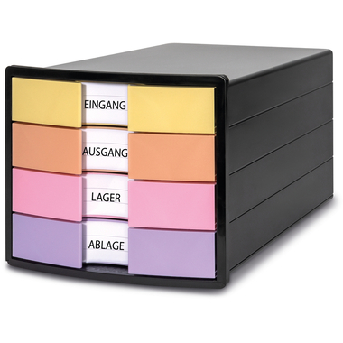 HAN Schubladenbox IMPULS A4/C4 14.75 schwarz/pastell, 4 Schubladen