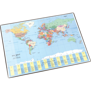 LÄUFER Sous-main 53x40cm 45351 Carte du monde politiqu.
