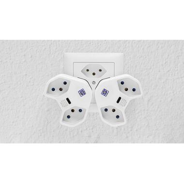 STEFFEN Adattatore a T 2 x T13 USB-C, Bianco, girevole 320°