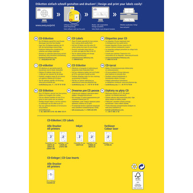 AVERY ZWECKFORM CD-Etiketten Supersize 117mm L7760-25 bianco, glossy 50 pezzi