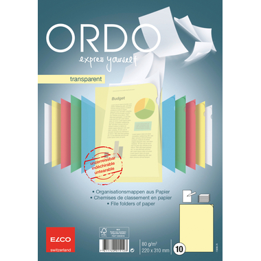ELCO Sichtmappe Ordo A4 73696.74 transparent, gelb 10 Stück