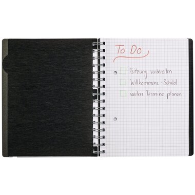 KOLMA Spiralbuch LineaVerde A5 06.521.06 schwarz, kariert 5mm 100 Blatt