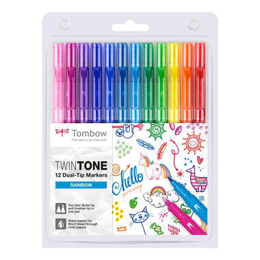 TOMBOW Stylo Fibre TwinTone Marker WS-PK-12P-3 Rainbow 12 pcs.