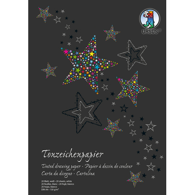 URSUS Carta disegno colori blocco A4 2134601SE 130g, bianco 20 fogli