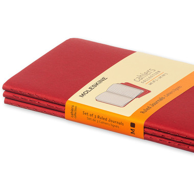 MOLESKINE Quaderno Cahier A6 095-6 rigato, rosso 3 pezzi