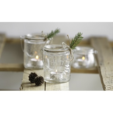 I AM CREATIVE Teelichtglas 5100.27 mit Bügel Durchmesser 8x10cm