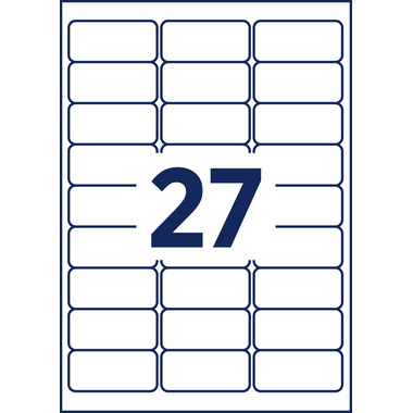 AVERY ZWECKFORM Etiquettes badges 63.5x29.6mm L4784-20 Laser, blanc 20flls./27pcs.
