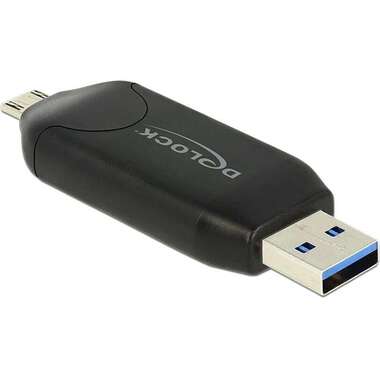 Delock Lettore di Schede Esterno SD & microSD, USB-A / Micro-USB OTG