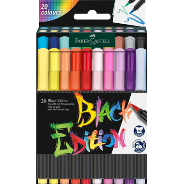 FABER-CASTELL Stylos fibre Black Edition 116452 20 pièces